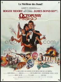 5h0128 OCTOPUSSY French 1p 1983 art of sexy Maud Adams & Roger Moore as James Bond by Goozee!