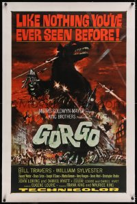 5h0469 GORGO linen 1sh 1961 great artwork of giant monster terrorizing London by Joseph Smith!