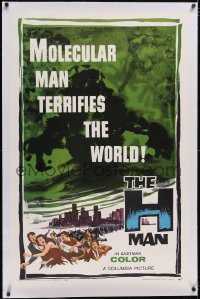 5h0470 H MAN linen 1sh 1959 Ishiro Honda, molecular man terrifies world, atomic sci-fi horror art!