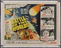 5h0532 BATTLE OF THE WORLDS linen 1/2sh 1963 cool sci-fi, flying saucers from a hostile planet, rare!