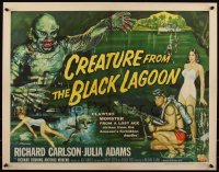 5h0009 CREATURE FROM THE BLACK LAGOON style B 1/2sh 1954 incredible art of monster over divers!