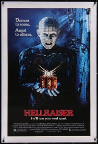 5h0473 HELLRAISER linen 1sh 1987 Clive Barker, great image of Pinhead, he'll tear your soul apart!