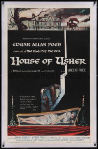 5h0477 HOUSE OF USHER linen 1sh 1960 Edgar Allan Poe's tale of the ungodly & evil, Reynold Brown art!