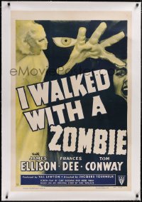 5h0478 I WALKED WITH A ZOMBIE linen 1sh R1952 classic Val Lewton & Jacques Tourneur voodoo horror!