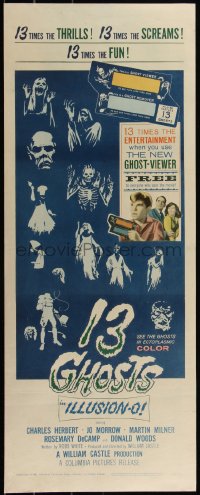 5h0008 13 GHOSTS insert 1960 William Castle, cool horror in ILLUSION-O, includes ghost viewer!