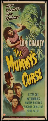 5h0007 MUMMY'S CURSE insert 1944 bandaged monster Lon Chaney Jr. menacing Virginia Christine, rare!