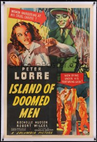 5h0481 ISLAND OF DOOMED MEN linen 1sh 1940 art of creepy Peter Lorre & pretty Rochelle Hudson!