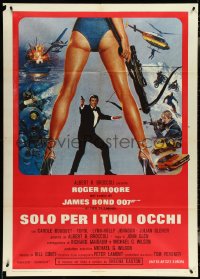 5h0153 FOR YOUR EYES ONLY Italian 1p 1981 Roger Moore as James Bond 007, art by Brian Bysouth!