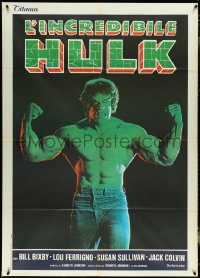 5h0158 INCREDIBLE HULK Italian 1p 1980 best portrait of Lou Ferrigno as Marvel Comics' hero!
