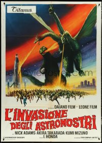 5h0160 INVASION OF ASTRO-MONSTER Italian 1p 1970 Toho, different art of monsters from space fighting!
