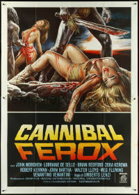 5h0180 CANNIBAL FEROX Italian 2p 1981 Umberto Lenzi, wild art of natives w/machetes torturing women!