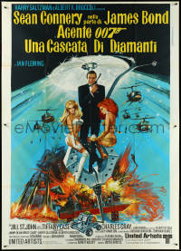 5h0184 DIAMONDS ARE FOREVER Italian 2p 1971 art of Sean Connery as James Bond 007 by de Berardinis!
