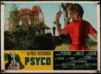 5h0529 PSYCHO linen Italian 18x25 pbusta R1970s Hitchcock, Anthony Perkins by house with Janet Leigh!