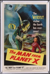5h0492 MAN FROM PLANET X linen 1sh 1951 Edgar Ulmer, incredible art of the alien & Margaret Field!