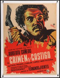 5h0399 CRIMEN Y CASTIGO linen Mexican poster 1953 Dostoevsky's Crime & Punishment, Josep Renau art!