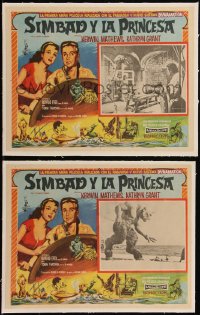 5h0541 7th VOYAGE OF SINBAD 11 linen Mexican LCs 1958 Ray Harryhausen classic, special FX scenes!