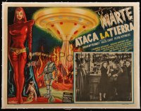 5h0551 DEVIL GIRL FROM MARS linen Mexican LC 1955 art of sexy female alien Patricia Laffan & robot!