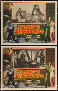 5h0544 FORBIDDEN PLANET 8 linen Mexican LCs 1956 Anne Francis, Nielsen, Robby the Robot border art!