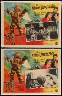 5h0547 INVISIBLE BOY 8 linen Mexican LCs 1957 Richard Eyer & Robby the Robot + cool border art!