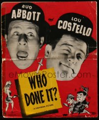 5h0073 WHO DONE IT pressbook 1942 detectives Bud Abbott & Lou Costello, great images & info!