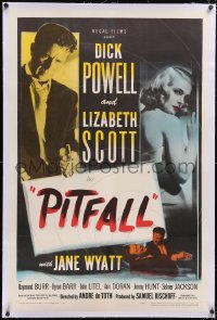 5h0501 PITFALL linen 1sh 1948 Dick Powell is as strong as steel but Lizabeth Scott will break him!
