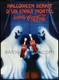 5h0210 COCA-COLA DS 46x63 French advertising poster 1998 art of two ghosts toasting Coke bottles!