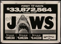 5h0527 JAWS linen 16x23 Variety trade ad 1975 $33 million in the first 17 days, shark in title!