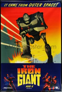 5h0195 IRON GIANT 48x72 vinyl banner 1999 animated modern classic, cool cartoon robot artwork, rare!