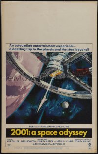 5h0074 2001: A SPACE ODYSSEY WC 1968 Stanley Kubrick classic, art of space wheel by Bob McCall!