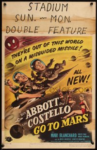 5h0075 ABBOTT & COSTELLO GO TO MARS WC 1953 art of wacky astronauts Bud & Lou in outer space!