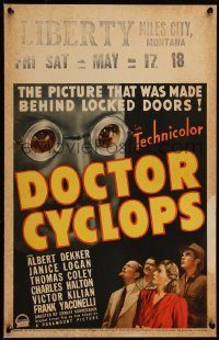 5h0080 DOCTOR CYCLOPS WC 1940 Schoedsack, cool art of mad scientist & tiny top cast, ultra rare!