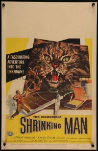 5h0086 INCREDIBLE SHRINKING MAN WC 1957 Jack Arnold classic, great giant cat & tiny man artwork!