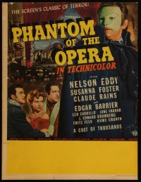 5h0091 PHANTOM OF THE OPERA WC 1943 different image of masked Claude Rains & top stars, very rare!
