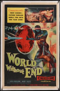 5h0521 WORLD WITHOUT END linen 1sh 1956 incredible Reynold Brown art hurls you into the year 2508!