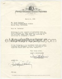 5j0019 BUSBY BERKELEY signed contract 1952 the legend working on Small Town Girl!