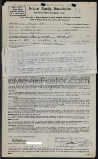 5j0026 JANE FONDA signed contract 1960 to star in No Concern of Mine & to get billing above title!