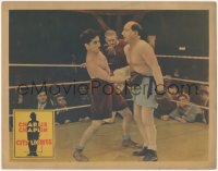 5j1377 CITY LIGHTS LC 1931 Tramp Charlie Chaplin in boxing ring punching his opponent, ultra rare!