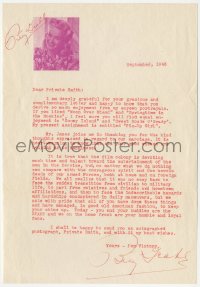 5j0040 BETTY GRABLE signed letter 1943 thanking a soldier for his gracious & complimentary letter!