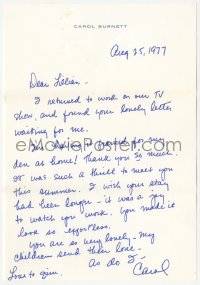 5j0042 CAROL BURNETT signed letter 1977 written to Lillian Gish, she signed the envelope too!