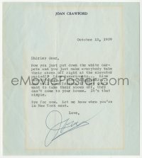 5j0051 JOAN CRAWFORD signed letter 1959 tells friend to live luxuriously, beautifully, dangerously!