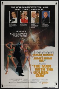 5j1064 MAN WITH THE GOLDEN GUN style B 1sh 1974 cool art of James Bond & villains by Tom Jung!
