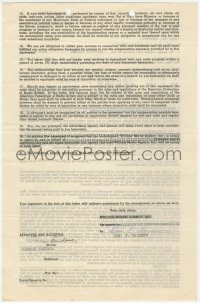 5j0023 GEORGE SANDERS signed contract 1945 he's paid $1,250 to appear on Duffy's Tavern radio show!