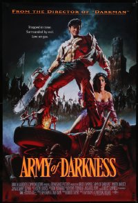 5k0323 ARMY OF DARKNESS DS 1sh 1993 Sam Raimi, great artwork of Bruce Campbell with chainsaw hand!