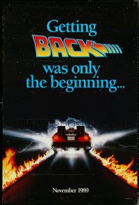 5k0328 BACK TO THE FUTURE II teaser DS 1sh 1989 great image of the Delorean time machine!