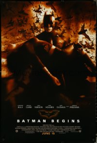 5k0332 BATMAN BEGINS advance 1sh 2005 June 15, Christian Bale carrying Katie Holmes, bats!