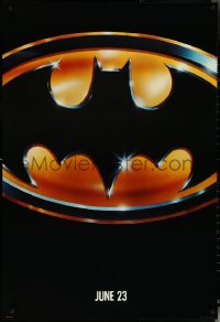5k0331 BATMAN teaser 1sh 1989 directed by Tim Burton, cool image of Bat logo, matte finish!