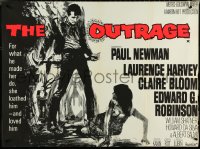 5k0079 OUTRAGE British quad 1964 Newman in loose remake of Rashomon, day-glo title, ultra rare!