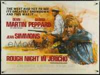 5k0087 ROUGH NIGHT IN JERICHO British quad 1967 Bysouth, art of Martin & Peppard w/guns, ultra rare!
