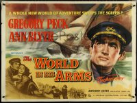 5k0110 WORLD IN HIS ARMS British quad 1952 Post art of Gregory Peck & Ann Blyth, Beach, ultra rare!
