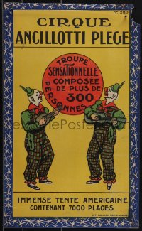 5k0582 CIRQUE ANCILLOTTI PLEGE 12x19 French circus poster 1920s two clowns playing instruments!